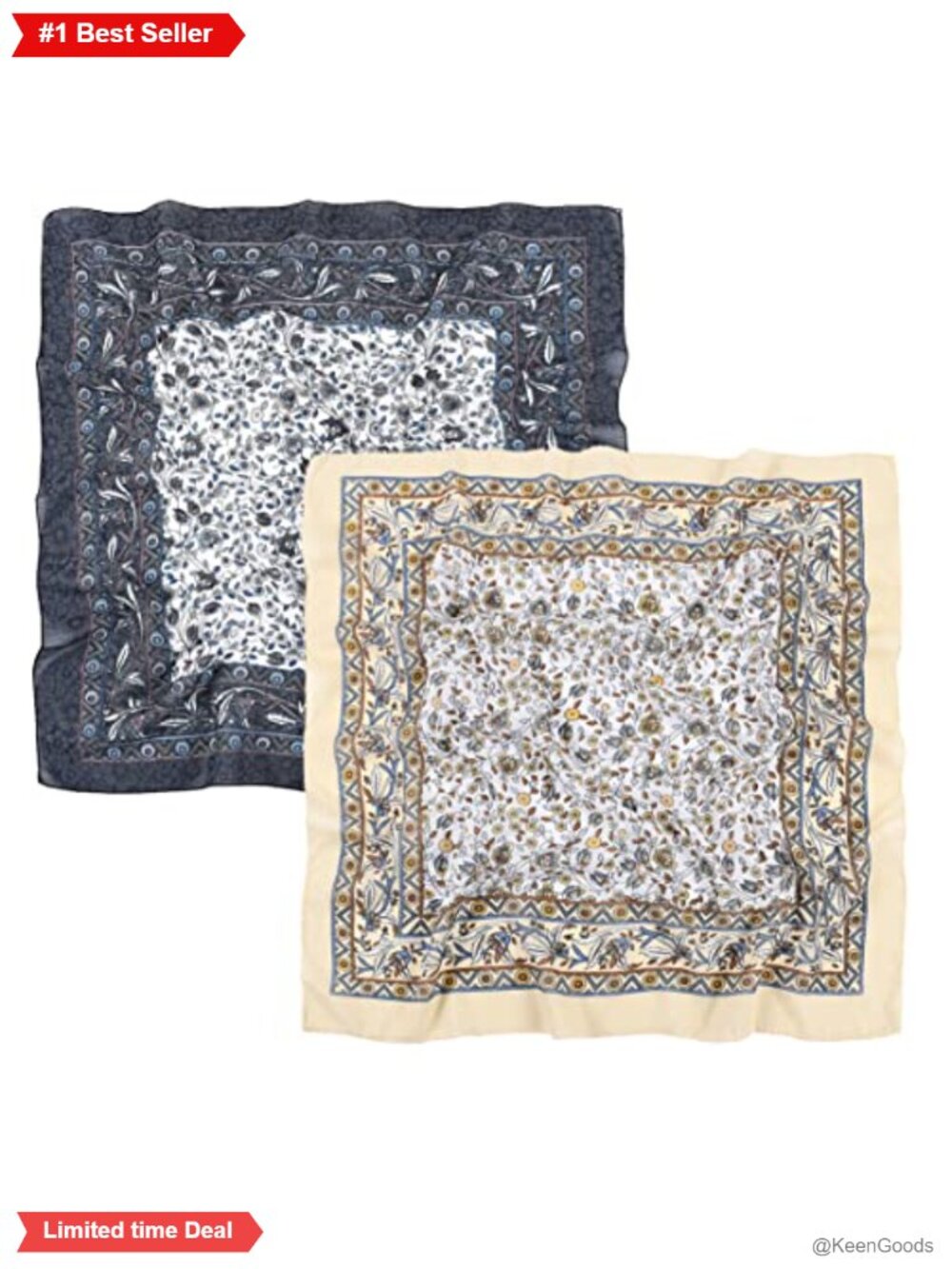 2PCS Women's Square Scarf Cotton Polyester Blend Head Neck Hair Wrap
